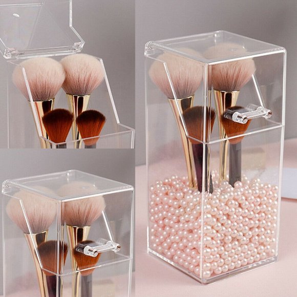 Acrylic Makeup Brush Storage Display Case With Lid - Picture 3 of 4